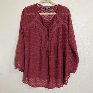 A Pea In A Pod Maternity Womens Blouse Top Size M Red Sheer